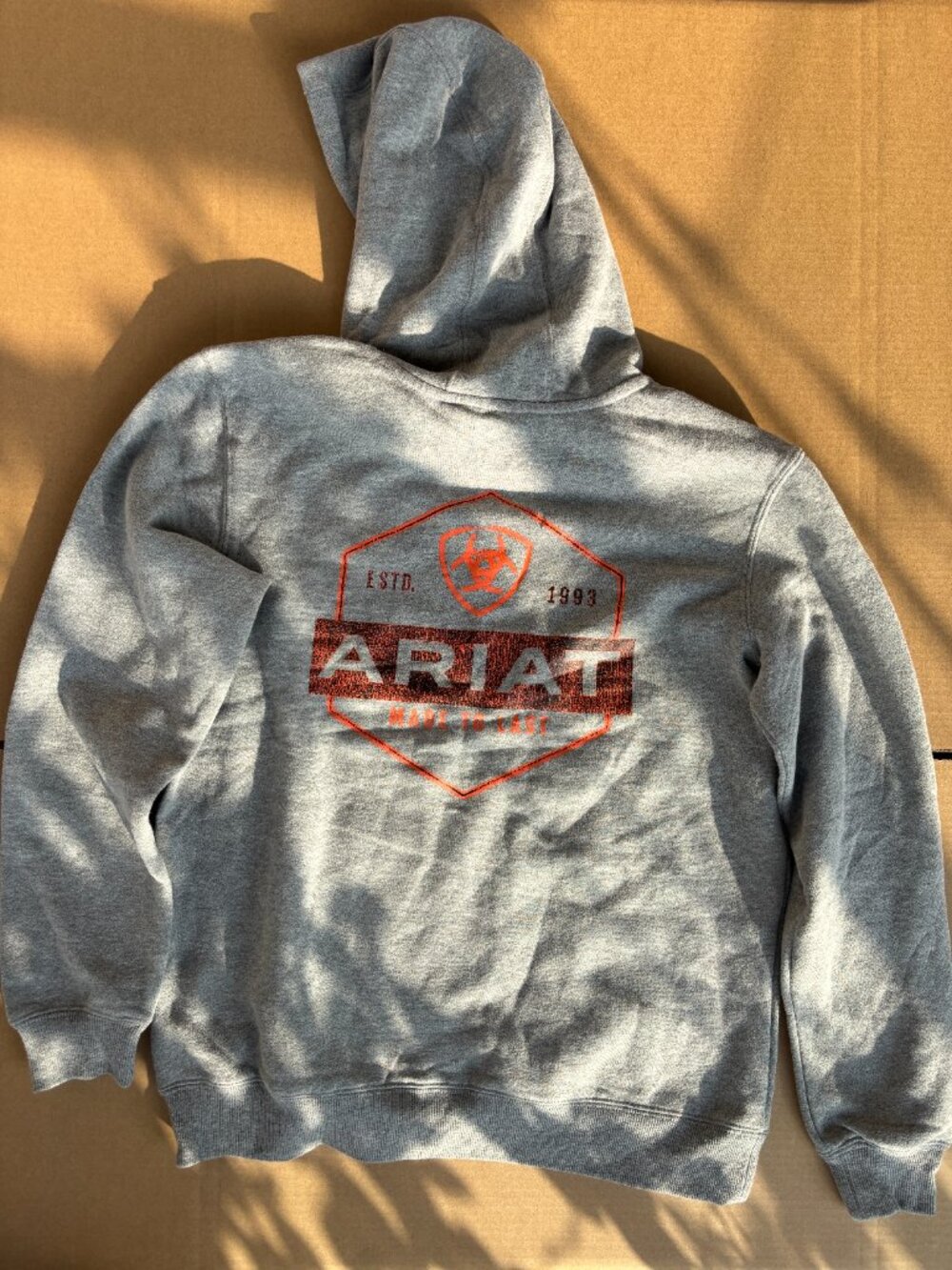 ARIAT Boys Bold Hex Hoodie, Grey Heather, Medium | NWT - Picture 4 of 4
